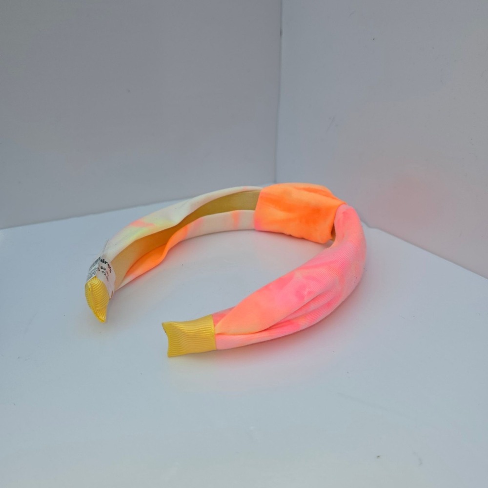 Claires Headband Womens Girls One Size Neon Tie Dye Knotted Padded Chunky Pink - Picture 2 of 12
